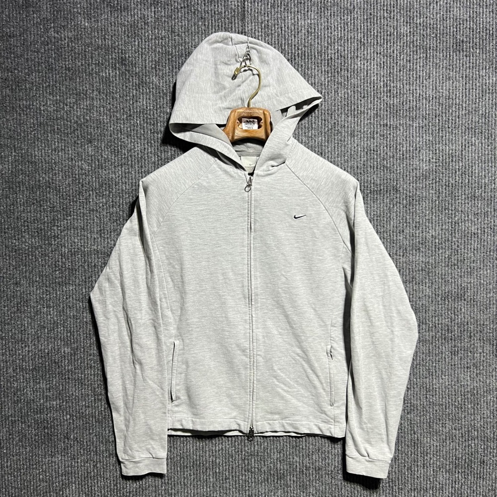 Vintage Nike Full Zip Hoodie Kids Size L 12-14 Grey Swoosh Logo Athletic Y2K